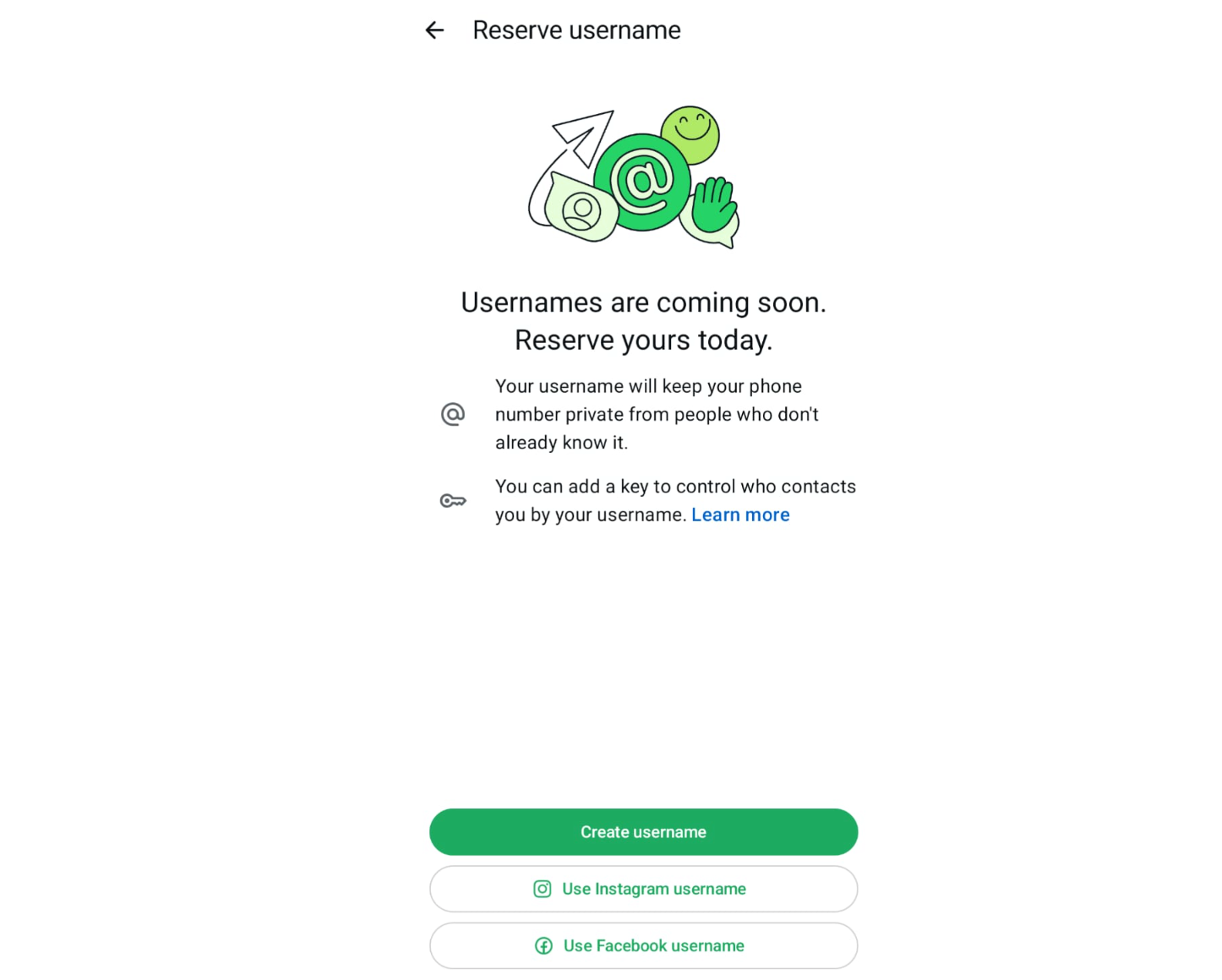 Reserve your whatsapp username